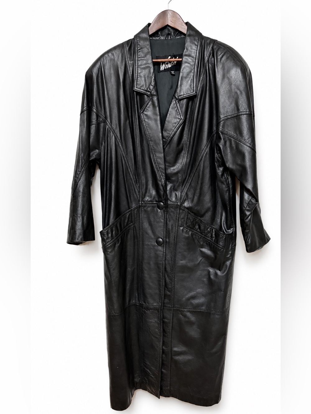 Vintage Winlit Women's Trench Duster Coat Size M Grunge Mob Wife Genuine Leather